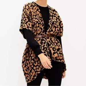 LOFT Blanket Wrap Sweater Cheetah XL/XXL NEW NWT